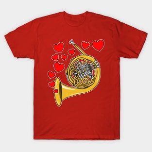 Valentines Day French Horn Player Anniversary Wedding Musician T-Shirt